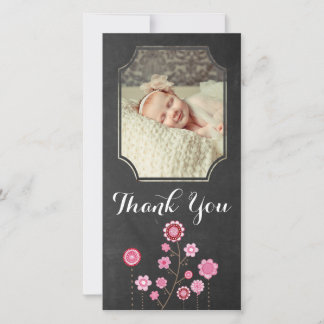 Chalkboard Vielen Dank Baby Girl Foto Card Vorlage