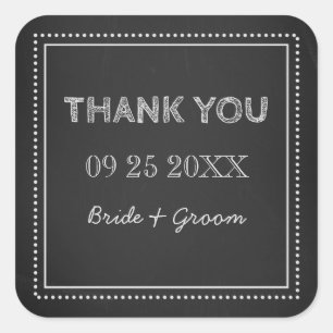 Chalkboard Vielen Dank Gastgeschenk Hochzeit Tags Quadratischer Aufkleber