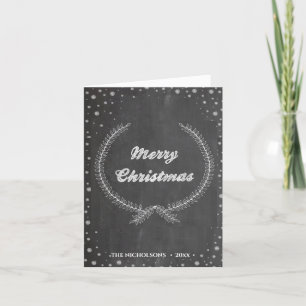 Chalkboard Vintag Frohe Weihnachtsblattfeuer Feiertagskarte