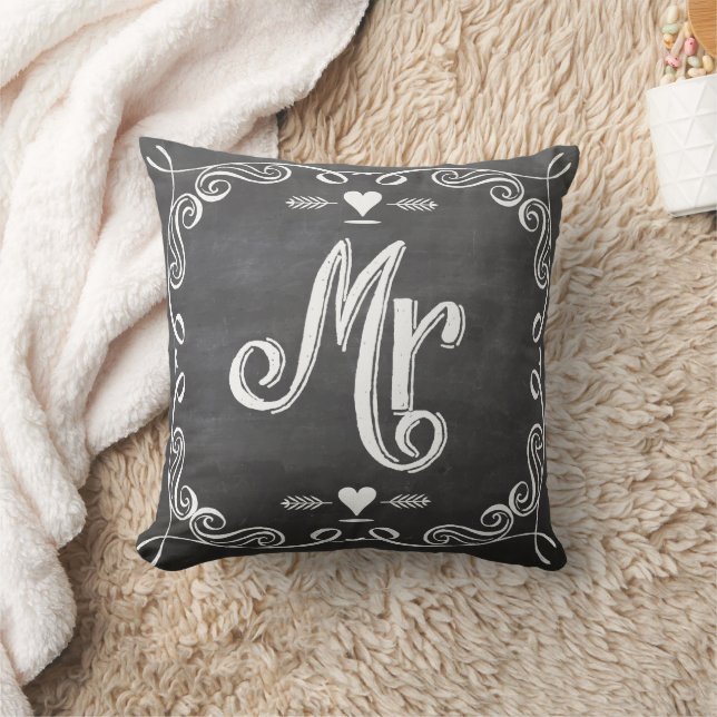 Chalkboard Vintag Modern Mr. Groom Pillow Kissen (Decke)