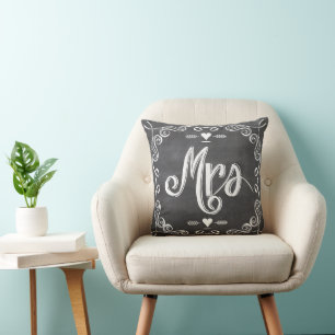 Chalkboard Vintag Modern Mrs Bride Pillow Kissen