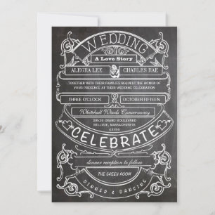 Chalkboard Vintag Moderne Typografie Hochzeit Einladung