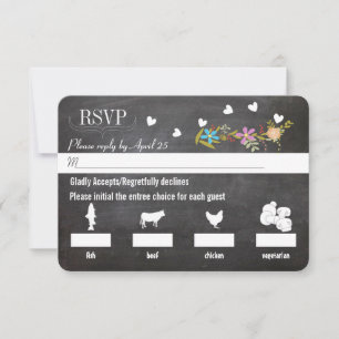 Chalkboard Vintage Blumengarten Hochzeit RSVP Karte