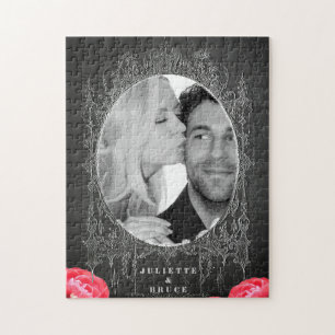 Chalkboard Vintage Floral - Wedding Foto Puzzle
