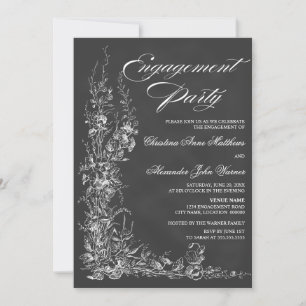 Chalkboard Vintage florale Engagement Party Einladung