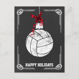 Chalkboard Volleyball-Spieler Weihnachtskarten Feiertagspostkarte