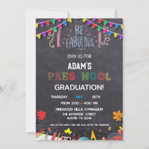 Chalkboard Vorschule Abschluss Einladung