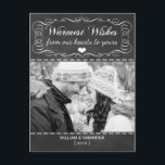 Chalkboard Warmwünscht Holiday Postkarte<br><div class="desc">Warest Wishchalkboard Holiday Postcard ist eine schnelle und einfache Möglichkeit,  den Feiertagssjubeln auf ein Budget zu verteilen. Rett auf Portokosten mit Urlaubspostkarten! Holen Sie Ihre Weihnachtskarten mit unseren Urlaubspostkarten in Blitze heraus. Kein Umschlag zum lecken!</div>