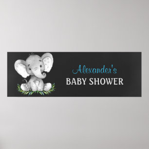 Chalkboard Wasserfarbe Elephant Boy Baby Dusche Poster