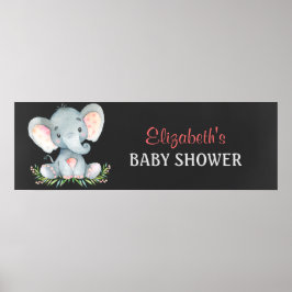 Chalkboard Wasserfarbe Elephant Boy Baby Dusche Poster