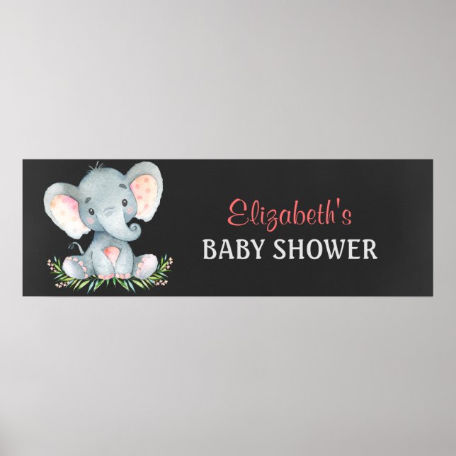 Chalkboard Wasserfarbe Elephant Boy Baby Dusche Poster (Vorne)
