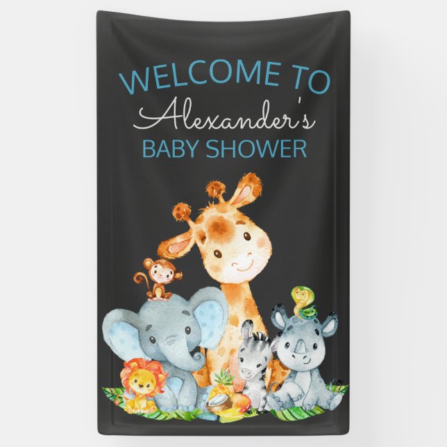 Chalkboard Watercol Niedlich Safari Jungle Baby Du Banner (Vertikal)