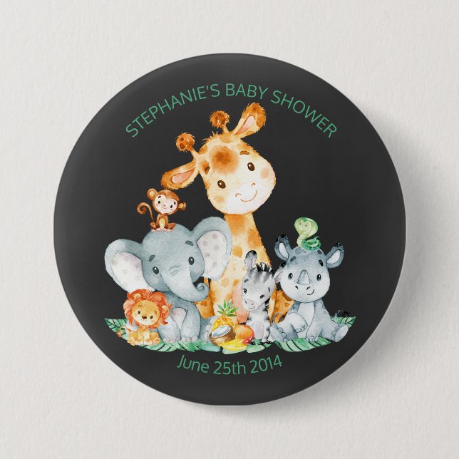 Chalkboard Watercol Niedlich Safari Jungle Baby Du Button (Vorderseite)