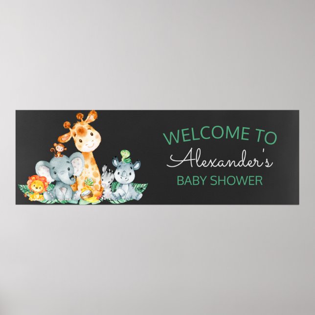 Chalkboard Watercol Niedlich Safari Jungle Baby Du Poster (Vorne)