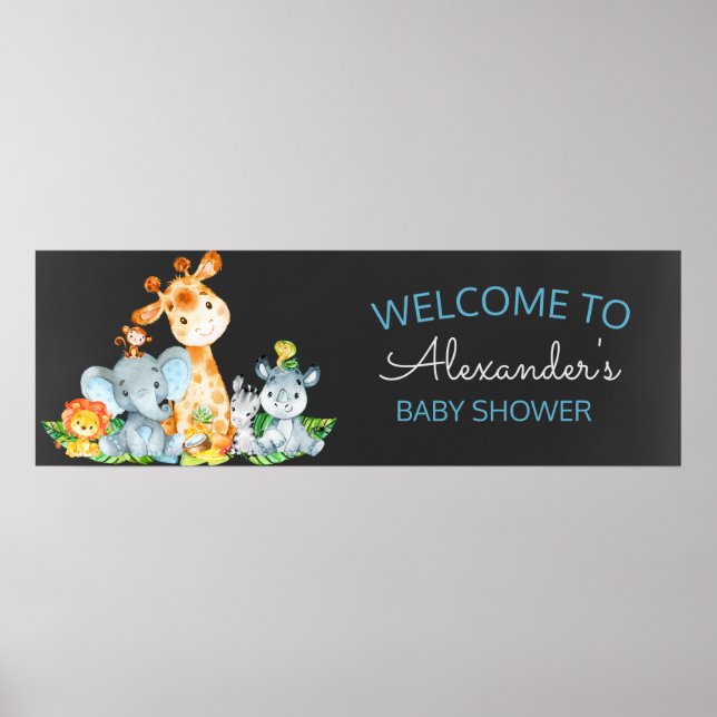 Chalkboard Watercol Niedlich Safari Jungle Baby Du Poster (Vorne)