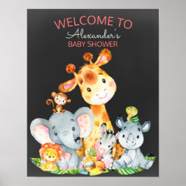 Chalkboard Watercol Niedlich Safari Jungle Baby Du Poster