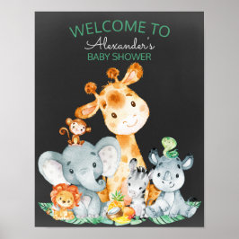 Chalkboard Watercol Niedlich Safari Jungle Baby Du Poster