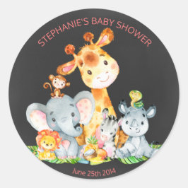 Chalkboard Watercol Niedliche Jungle Animals Stick Runder Aufkleber
