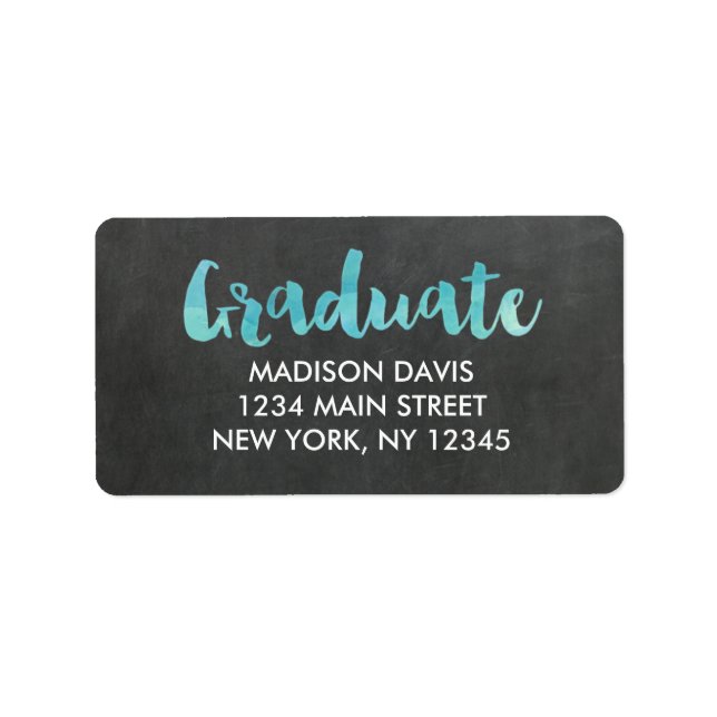 Chalkboard Watercolor Abschluss Address Labels Adressaufkleber (Vorne)
