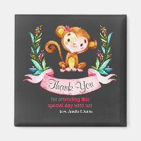 Chalkboard Watercolor Affe Girl Danke