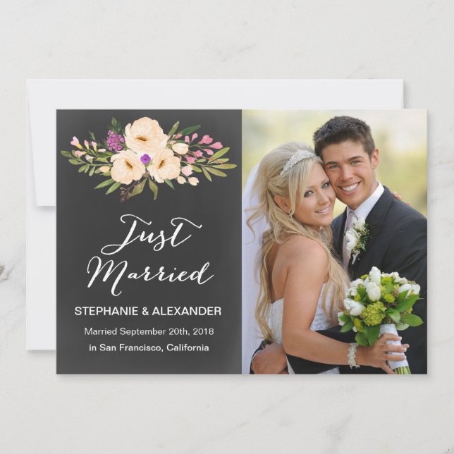 Chalkboard Watercolor Anemone Hochzeitsankündigung Einladung (Vorderseite)