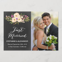 Chalkboard Watercolor Anemone Hochzeitsankündigung