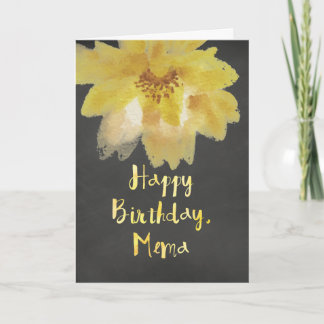 Chalkboard Watercolor Blume Mema Birthday Card Karte