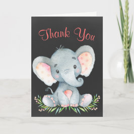Chalkboard Watercolor Elephant Girl Danke