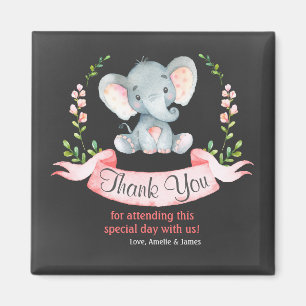 Chalkboard Watercolor Elephant Girl Danke Magnet