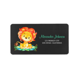 Chalkboard Watercolor Lion Adressaufkleber