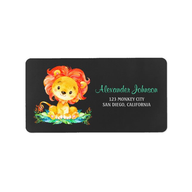 Chalkboard Watercolor Lion Adressaufkleber (Vorne)