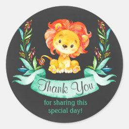 Chalkboard Watercolor Lion Vielen Dank Runder Aufkleber