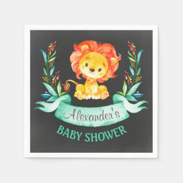 Chalkboard Watercolor Löwendusche Serviette