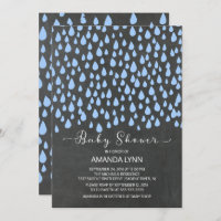 Chalkboard Watercolor Raindrops Boys Baby Dusche