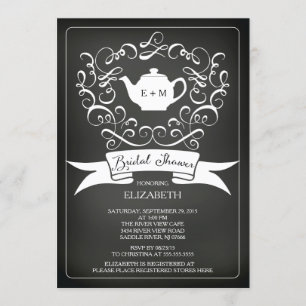 Chalkboard Watercolor Tea Bridal Dusche Einladung