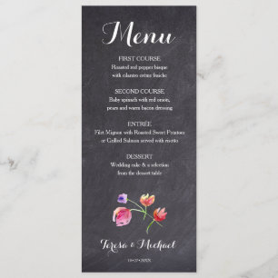 Chalkboard Watercolour Flower Menu card Menükarte