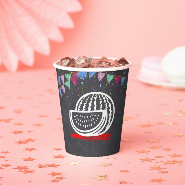 Chalkboard Watermelon Zeichnend Kinderdusche Pappbecher (Insitu)