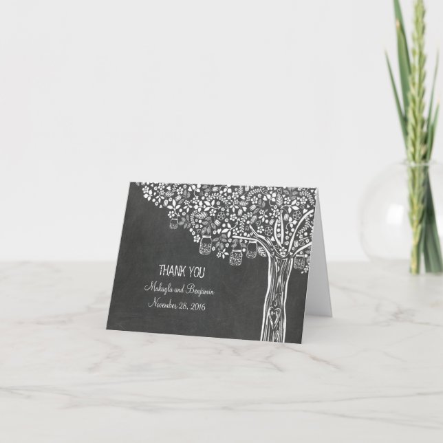 Chalkboard Wedding Danke mit Tree Mason Jars (Vorderseite)