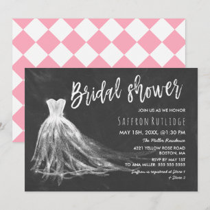 Chalkboard Wedding Dress Brautparty Einladung