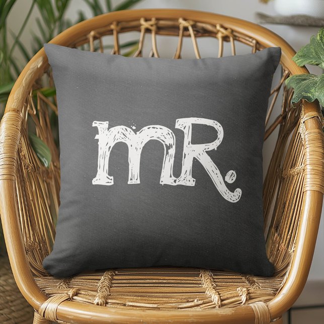 Chalkboard Wedding Herr Mister Kissen (Custom Pillow)