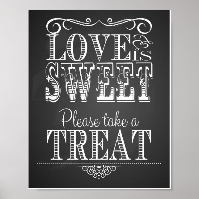 Chalkboard Wedding Liebe ist süß Print Poster (Vorne)