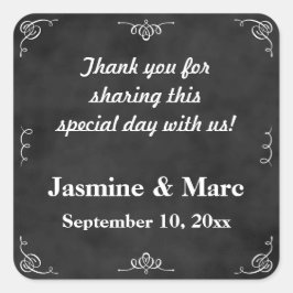 Chalkboard Wedding oder Brautparty Gefälligkeitsau Quadratischer Aufkleber