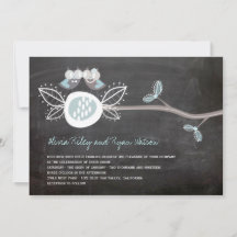 Chalkboard Wedding Owls Woodland Rustikale Einladu