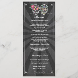 Chalkboard Wedding Party Menu für Sugar Skulls Einladung