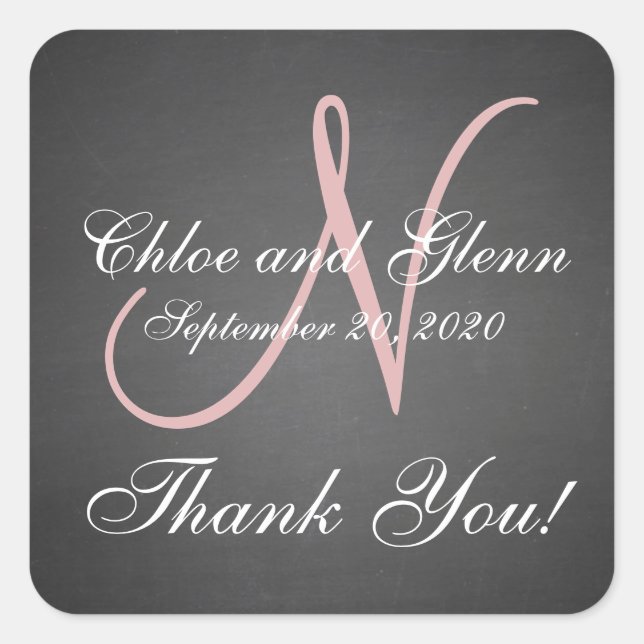 Chalkboard Wedding Personalisiert Danke, Sticker (Vorderseite)