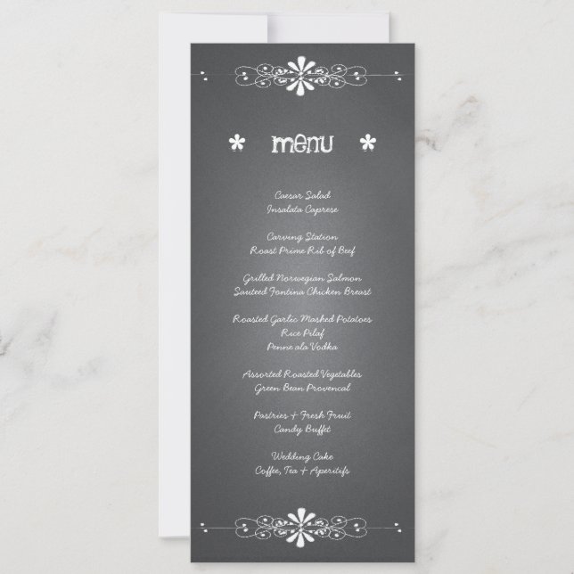 Chalkboard Wedding Reception Menu Card Einladung (Vorderseite)