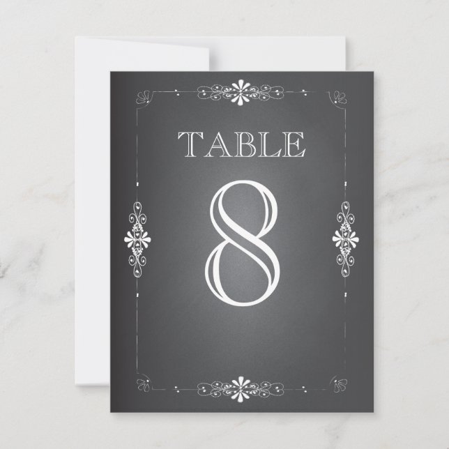 Chalkboard Wedding Reception Tischnummer Card (Vorderseite)
