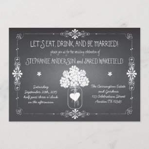 Chalkboard Wedding Rustic Mason Jar Einladung