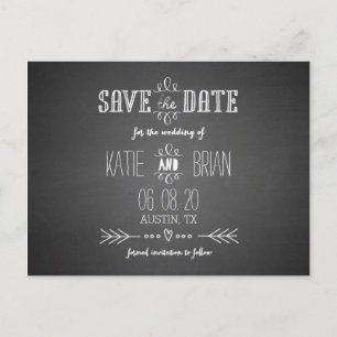 Chalkboard Wedding Save the Date Postcard Ankündigungspostkarte