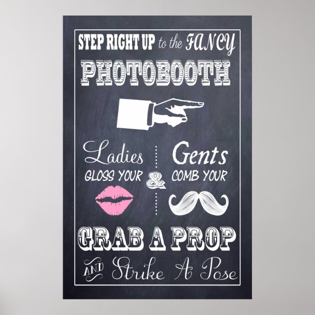 Chalkboard Wedding Sign Extravagant Fotoshop 20" x Poster (Vorne)